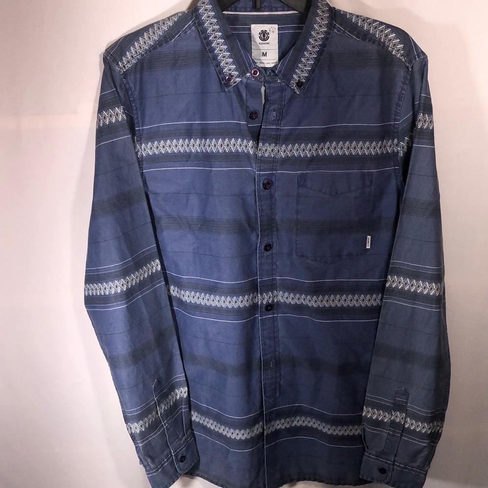 NWOT Classic Element Blue Patterned Button Down Dress Shirt Med